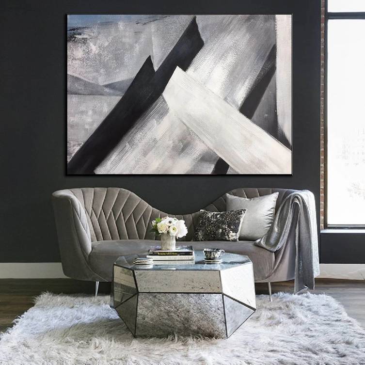 Black Oversized Canvas Painting Abstract Canvas Artwork XN2VS wall art